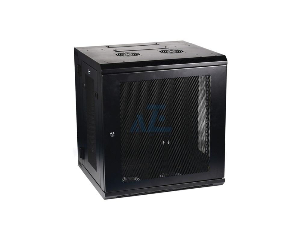 12U Low-profile Switch-depth Wall Mount Rack Enclosure Cabinet, Hinged Back