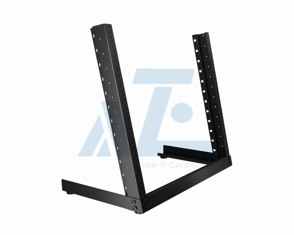 12U Desktop 19 inch 2 Post Open Frame Rack #10-32 Threaded