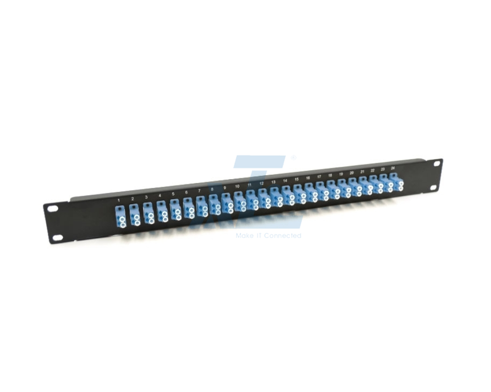 19" 1U Fiber Optics Panel with 24 Ports Duplex LC Adapters - OS2 Singlemode