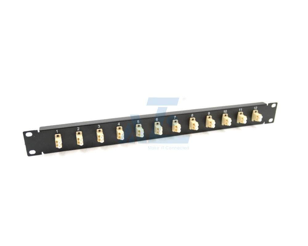19" 1U Fiber Optics Panel with 12 Ports Duplex LC Adapters-OM4 Multimode