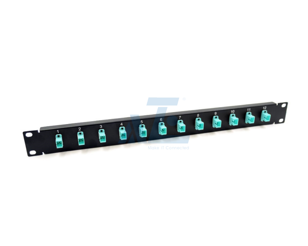 19" 1U Fiber Optics Panel with 12 Ports Simplex SC Adapters-OM4 Multimode