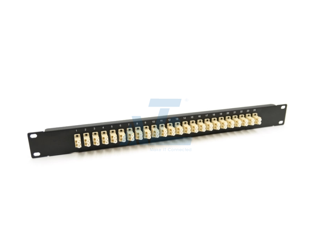 19" 1U Fiber Optics Panel with 24 Ports Duplex LC Adapters-OM4 Multimode