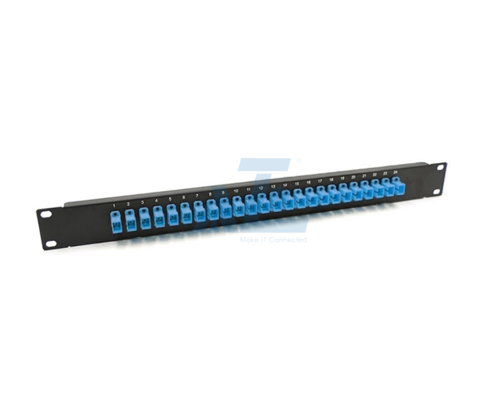 19" 1U Fiber Optics Panel with 24 Ports Simplex SC Adapters - OS2 Singlemode