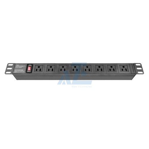 1U rackmount USA PDU, (8) NEMA5-15R Outlet