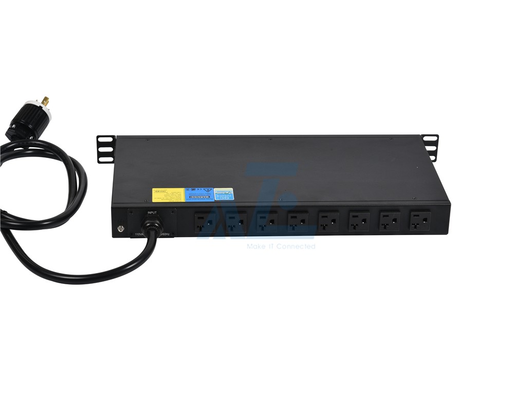 E-link Metered PDU Switched Metered Rack Power Distribution Units 125-250V/16A Orange-Outlets 8 NEMA 5-20R Outlets 1U Rackmount with Surge Protection Module and OLED Screen Data Monitoring 