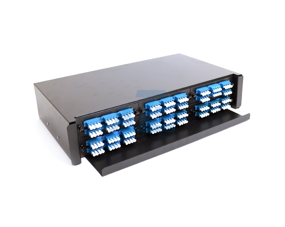2U 19inch Rack Mount Fiber Optic Patch Panel with Adapter Panel Plates
