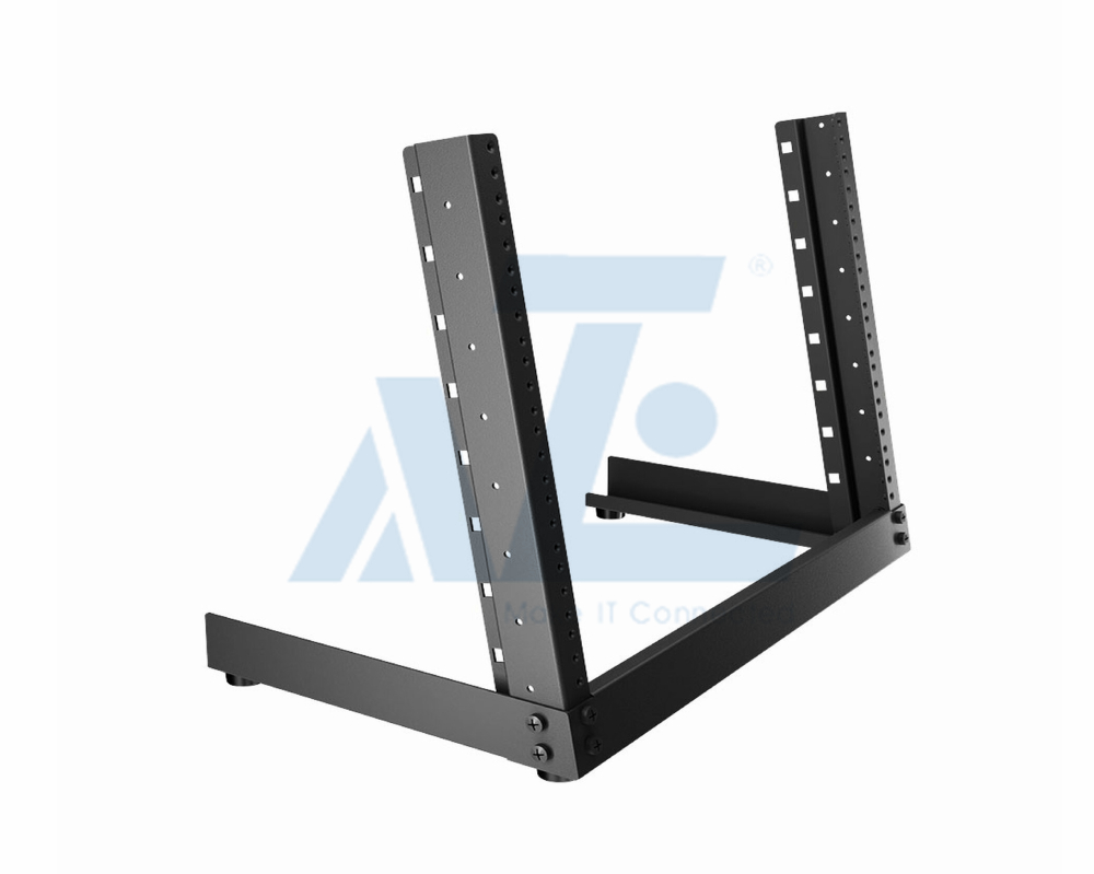 8U Desktop 19 inch 2 Post Open Frame Rack #10-32 Threaded