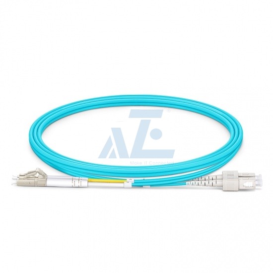 LC UPC to SC UPC Duplex OM4 Multimode Fiber Optic Patch Cable