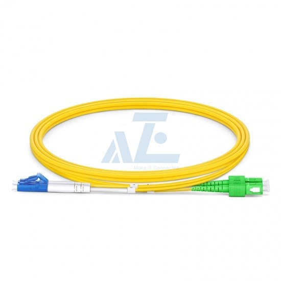LC UPC to SC APC Duplex OS2 Singlemode 2.0mm Fiber Optic Patch Cable