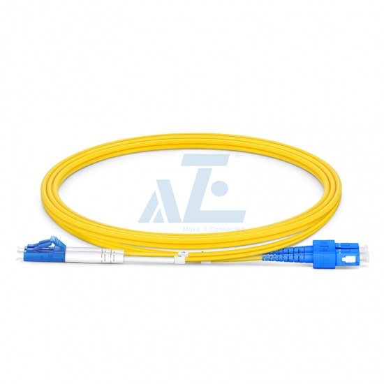 LC UPC to SC UPC Duplex OS2 Single Mode 2.0mm Fiber Optic Patch Cable