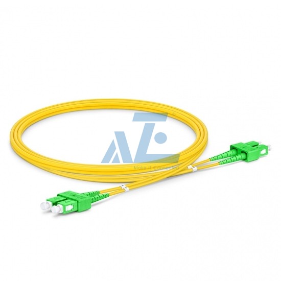 SC APC to SC APC Duplex OS2 Singlemode 2.0mm Fiber Optic Patch Cable