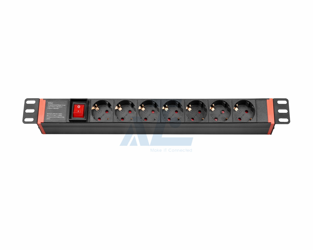 7 Ways Aluminum Alloy Shell Rack-Mount Server Germany PDU Power Distribution Unit
