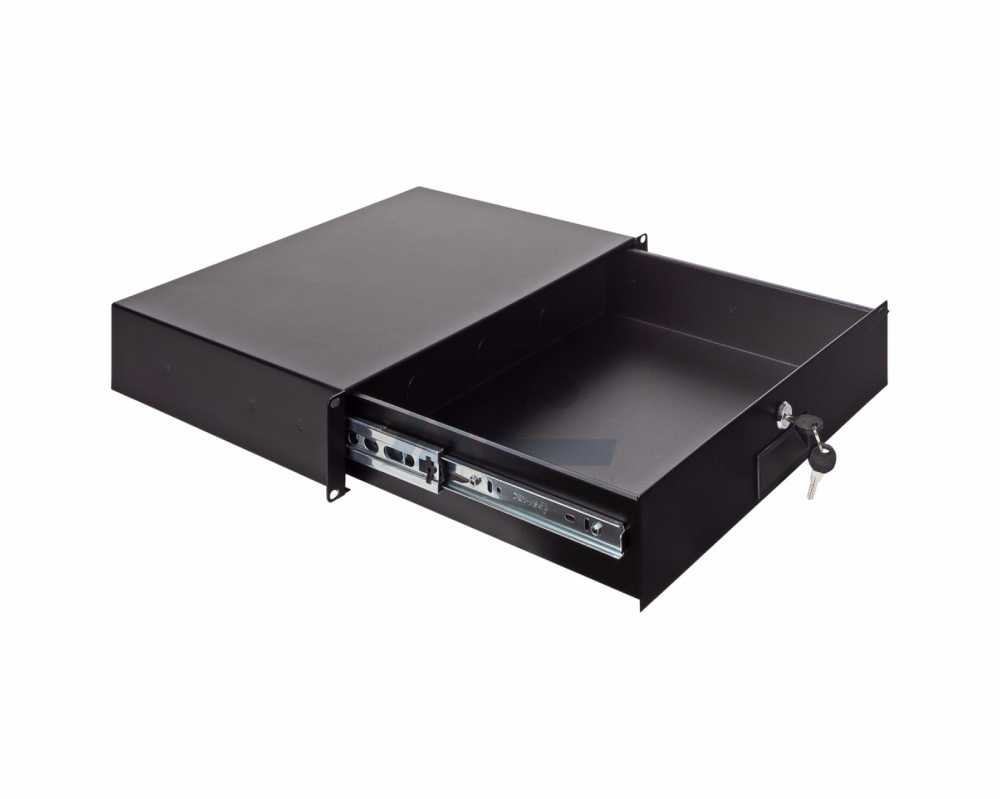 2U Locking Rack Mount Storage Drawer