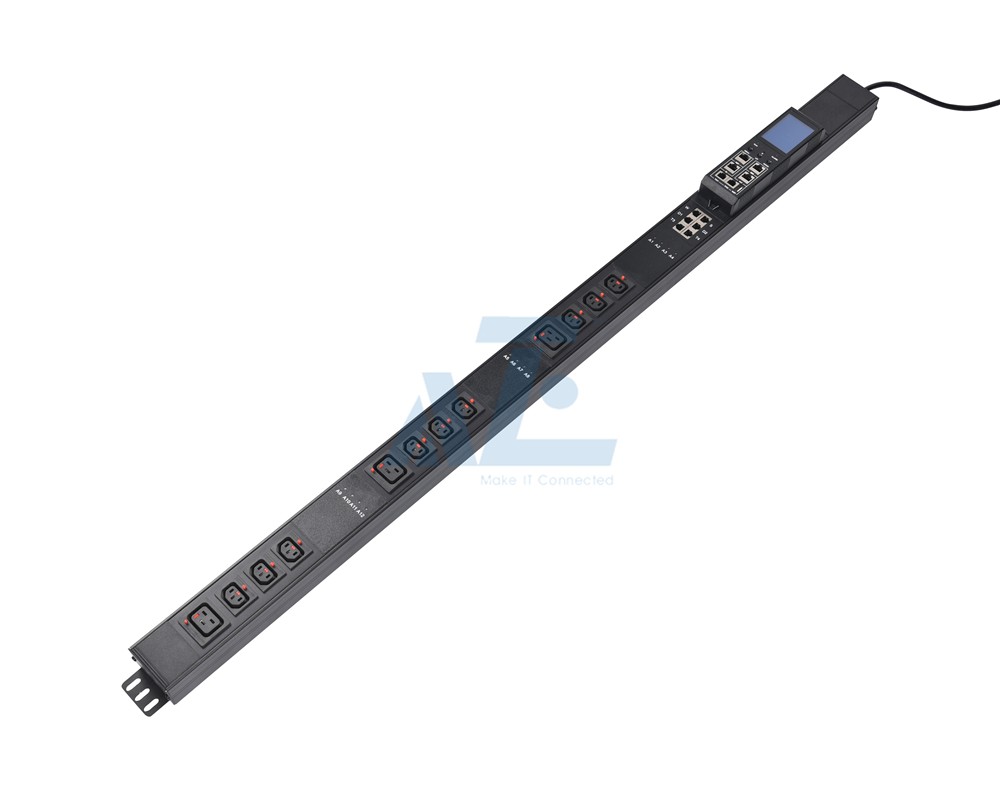 Outlet metered and outlet switched rack PDU, ZeroU, 32A, 230V, (9) lockable C13 & (3) lockable C19